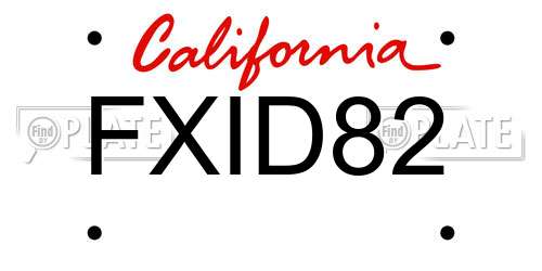 FXID82 California License Plate