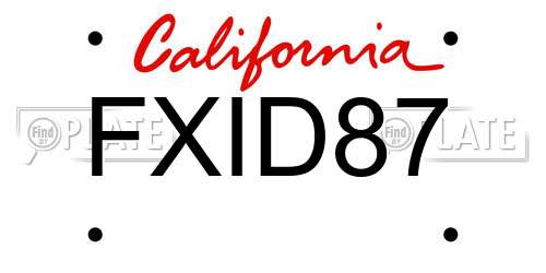 FXID87 California License Plate