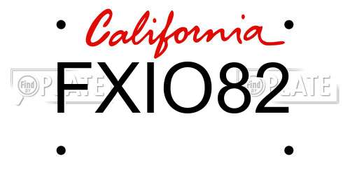FXIO82 California License Plate