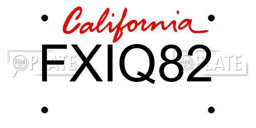 FXIQ82 California License Plate