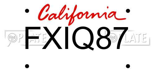 FXIQ87 California License Plate