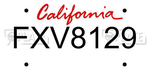 FXV8129 California License Plate