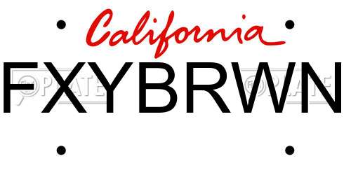 FXYBRWN California License Plate