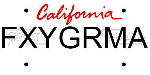FXYGRMA California License Plate