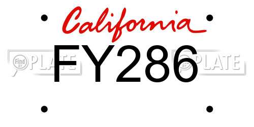FY286 California License Plate