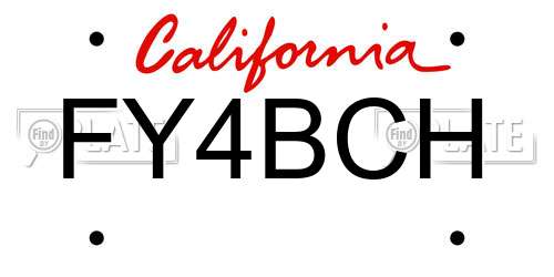 FY4BCH California License Plate