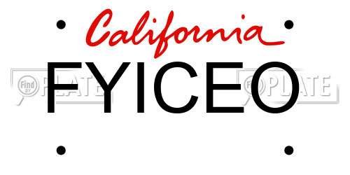 FYICEO California License Plate