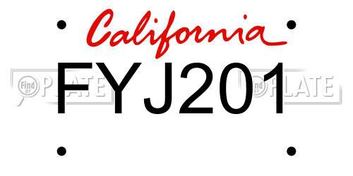 FYJ201 California License Plate
