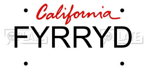 FYRRYD California License Plate
