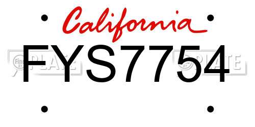FYS7754 California License Plate