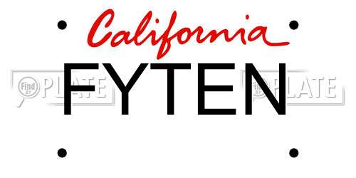 FYTEN California License Plate