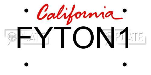 FYTON1 California License Plate