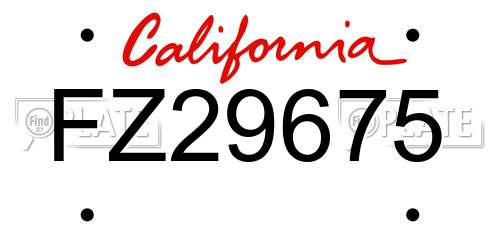 FZ29675 California License Plate