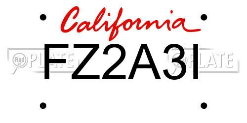 FZ2A3I California License Plate