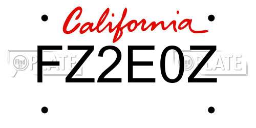 FZ2E0Z California License Plate