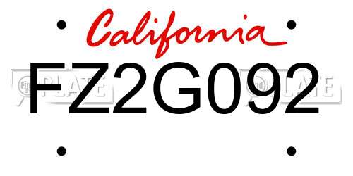 FZ2G092 California License Plate