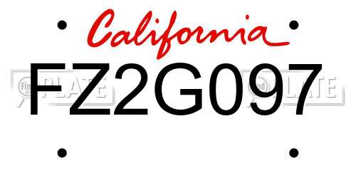 FZ2G097 California License Plate