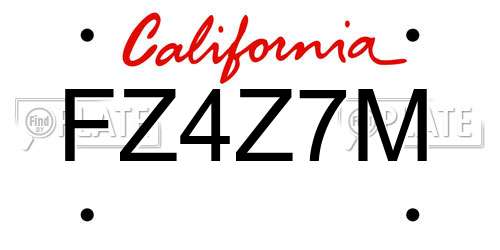 FZ4Z7M California License Plate