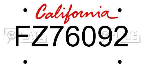 FZ76092 California License Plate