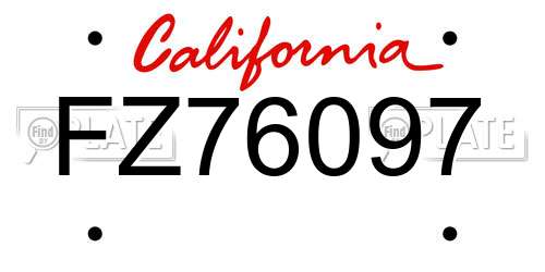 FZ76097 California License Plate