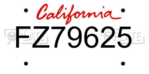 FZ79625 California License Plate