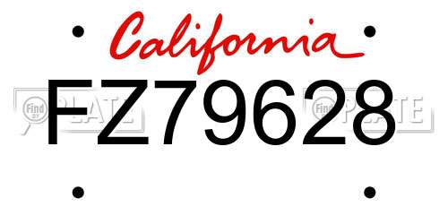 FZ79628 California License Plate