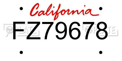 FZ79678 California License Plate