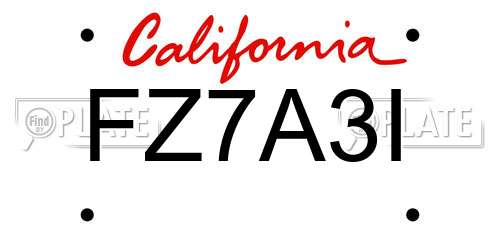 FZ7A3I California License Plate