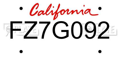 FZ7G092 California License Plate