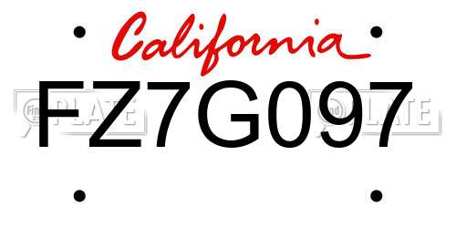 FZ7G097 California License Plate