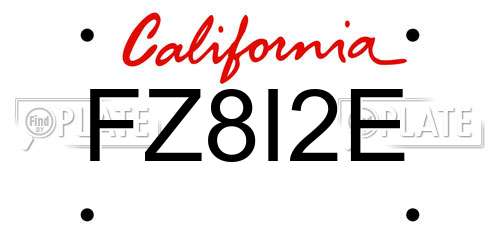 FZ8I2E California License Plate