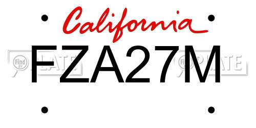 FZA27M California License Plate
