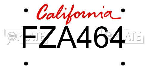 FZA464 California License Plate