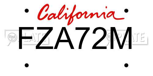 FZA72M California License Plate