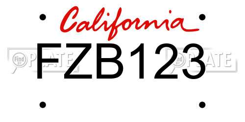 FZB123 California License Plate
