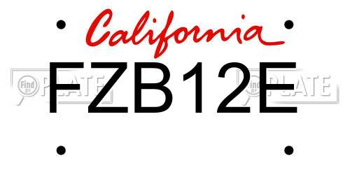 FZB12E California License Plate