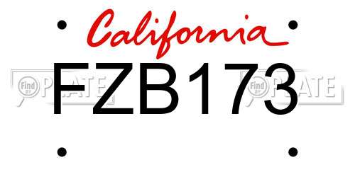 FZB173 California License Plate
