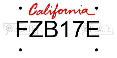 FZB17E California License Plate