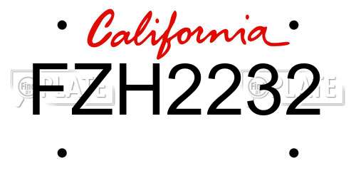 FZH2232 California License Plate