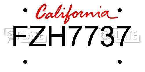 FZH7737 California License Plate