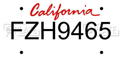 FZH9465 California License Plate