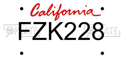 FZK228 California License Plate