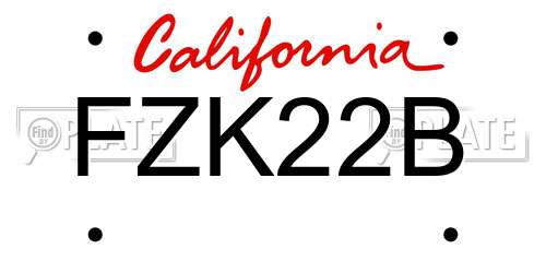FZK22B California License Plate