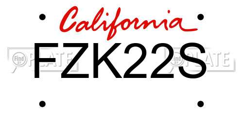 FZK22S California License Plate