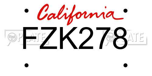 FZK278 California License Plate