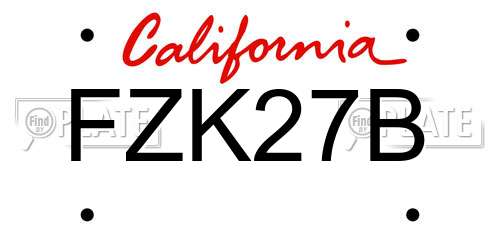 FZK27B California License Plate
