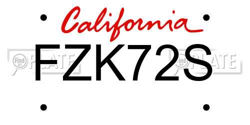 FZK72S California License Plate