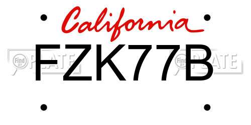 FZK77B California License Plate