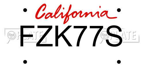 FZK77S California License Plate