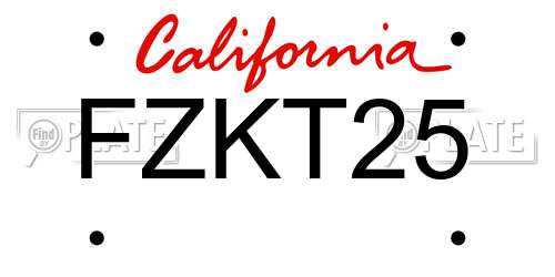 FZKT25 California License Plate